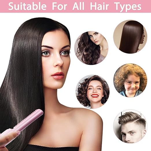 Meneflix Portable Mini Hair Straightener Cordless Rechargeable Mini Adjustable Hair Straightener Hot Comb