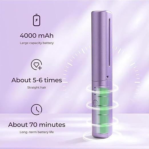 Meneflix Portable Mini Hair Straightener Cordless Rechargeable Mini Adjustable Hair Straightener Hot Comb