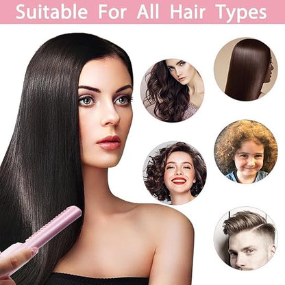 Meneflix Portable Mini Hair Straightener Cordless Rechargeable Mini Adjustable Hair Straightener Hot Comb